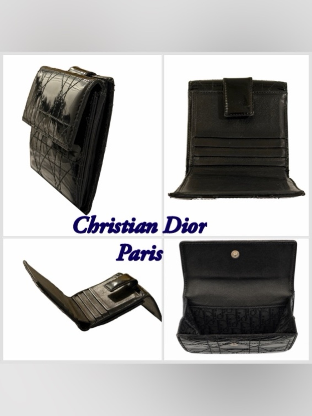 ✨ AUTHENTIC Christian Dior Black Patent Leather Cannage Wallet 🔥Excellent Pre-Ow